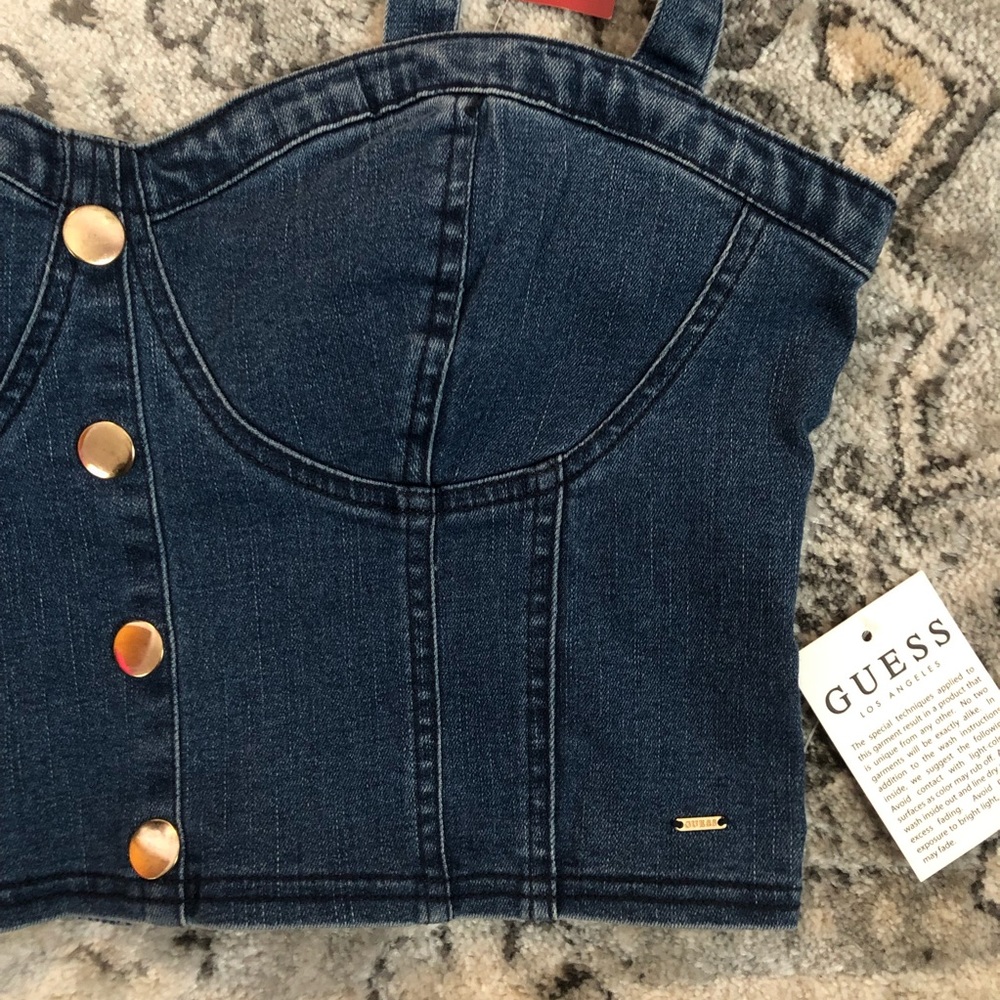NWT Guess Denim Bustier Smocked back size Large
